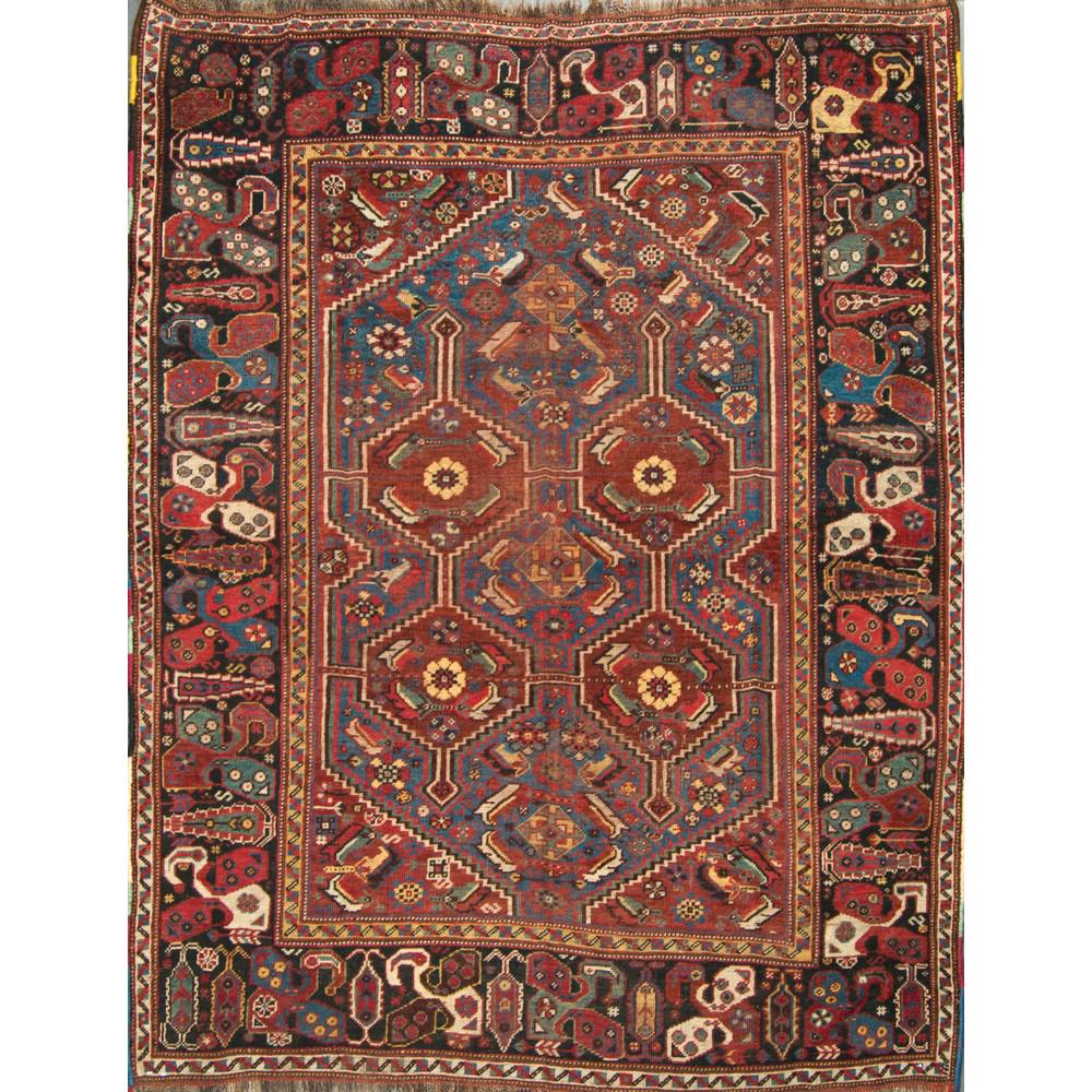 TAPPETO Qashqai, trama ordito e vello in lana. Persia: TAPPETO Qashqai, trama ordito e vello in lana. Persia XX secolo Misure: cm 208 x 164