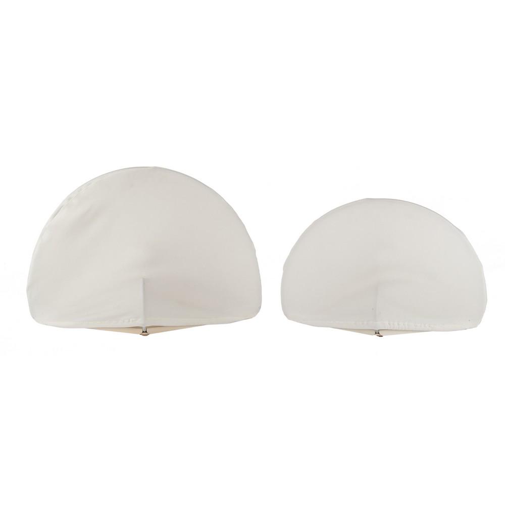 KAZUHIDE TAKAHAMA PER SIRRAH 1970 - 1979 COPPIA LAMPADE: KAZUHIDE TAKAHAMA PER SIRRAH 1970 - 1979 COPPIA LAMPADE da tavolo in tessuto bianco, plastica e spandex. Misure: cm 38 x 30 - 33 x 24