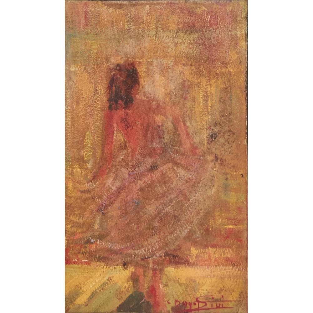 CIPRIANI D'AGOSTINI (XX Secolo) OLIO su tavola "Figura: CIPRIANI D'AGOSTINI (XX Secolo) OLIO su tavola "Figura di donna", firmato in basso a destra. Misure: cm 25 x 15