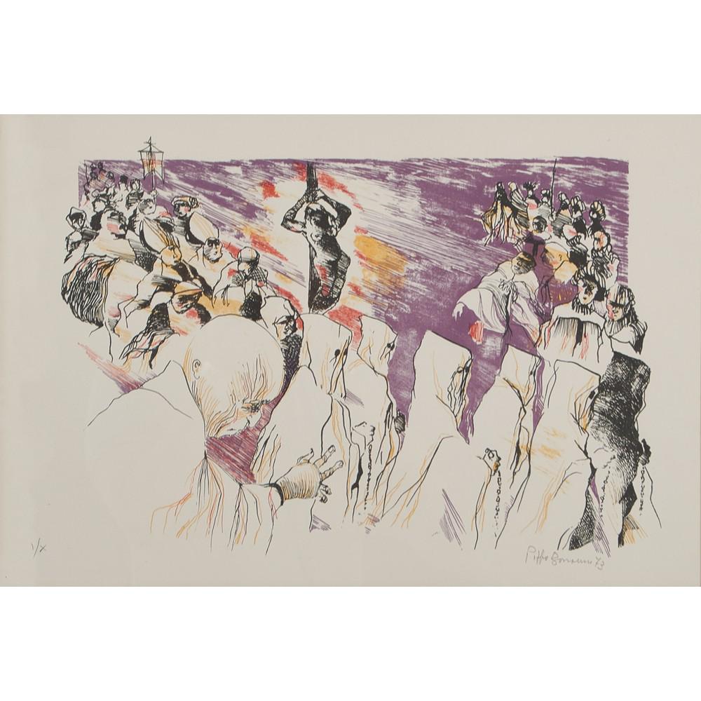 PIPPO BONANNO (Palermo 1925) LITOGRAFIA a colori (1 of 1)
