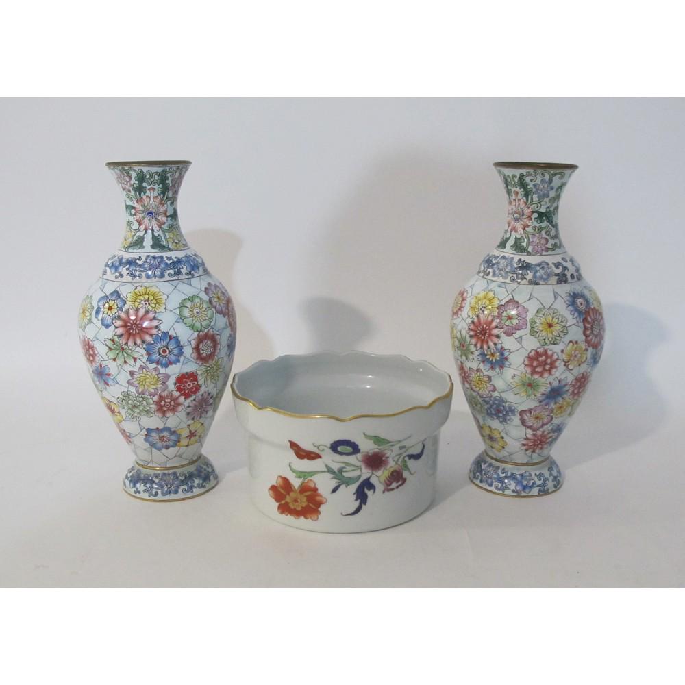 LOTTO composto da COPPIA VASETTI cloisonnÃ© e uno (1 of 1)