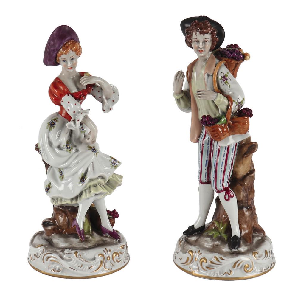 COPPIA SCULTURE in porcellana Capodimonte policroma (1 of 1)