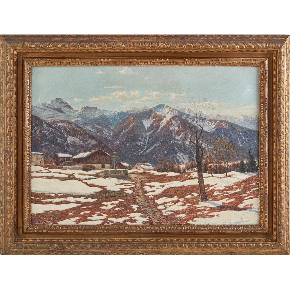 ARNALDO NUSSI (Cividale del Friuli 1902 - 1977) OLIO su: ARNALDO NUSSI (Cividale del Friuli 1902 - 1977) OLIO su tela "Paesaggio montano innevato", firmato in basso a destra. Misure: cm 70 x 100