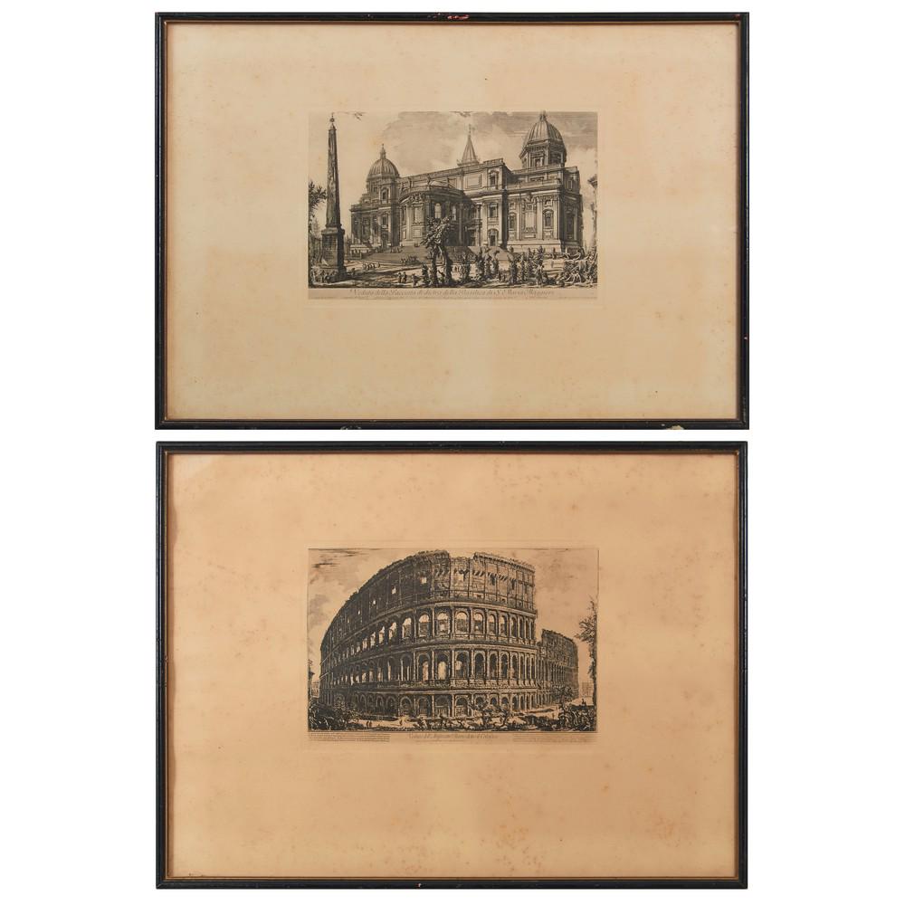 DUE INCISIONI "Colosseo" e "Basilica Santa Maria: DUE INCISIONI "Colosseo" e "Basilica Santa Maria Maggiore" entro cornici coeve. XX secolo Misure: cm 16 x 25