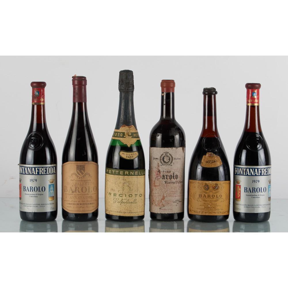 Bersano, Barolo, 1974, Monfalletto Cordero di: Bersano, Barolo, 1974, Monfalletto Cordero di Montezemolo, Barolo, 1982(1 bt) - Riserva Dalfieri, Barolo, Fontanafredda, Barolo, 1979 (2 bt)