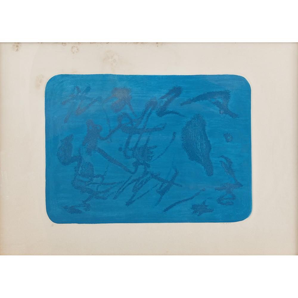 GIULIO TURCATO (Mantova 1912 - Roma 1995) ACQUAFORTE a: GIULIO TURCATO (Mantova 1912 - Roma 1995) ACQUAFORTE a colori "Fondo blu", esemplare VI/XX, firmato in basso a destra. Misure: cm 75 x 103