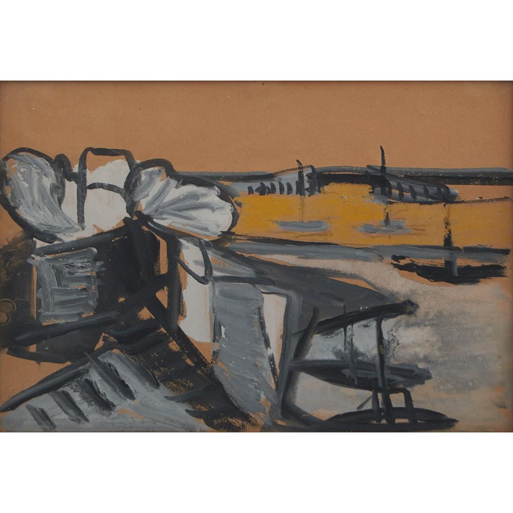 RENATO BIROLLI (Verona 1905 - Milano 1959) TEMPERA su: RENATO BIROLLI (Verona 1905 - Milano 1959) TEMPERA su cartoncino "La trinite' sur mer", firmato in basso a sinistra, con autentica su fotografia n. 3202 a cura della Galleria San Carlo Milano. Nel ret