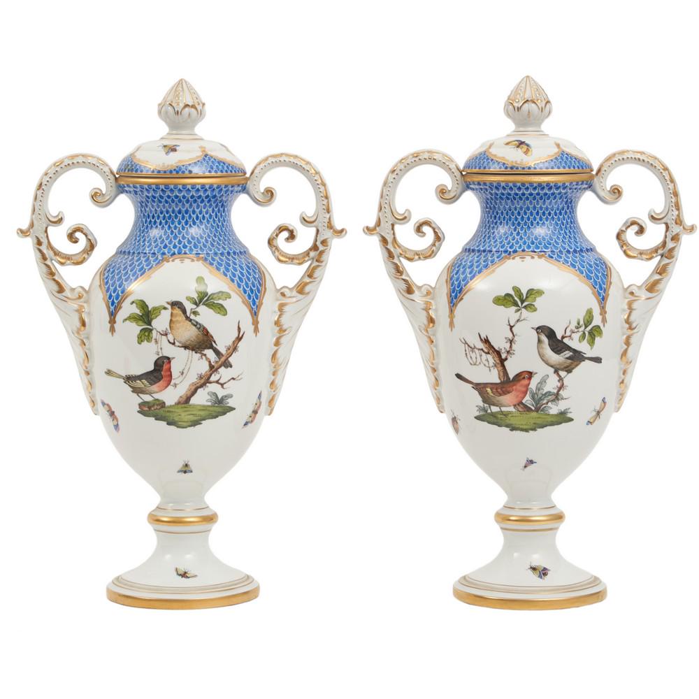 COPPIA POTICHE in porcellana Herend dipinta a mano (1 of 1)
