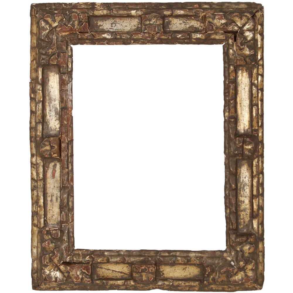 CORNICE in legno intagliato e dorato ad argento a (1 of 1)