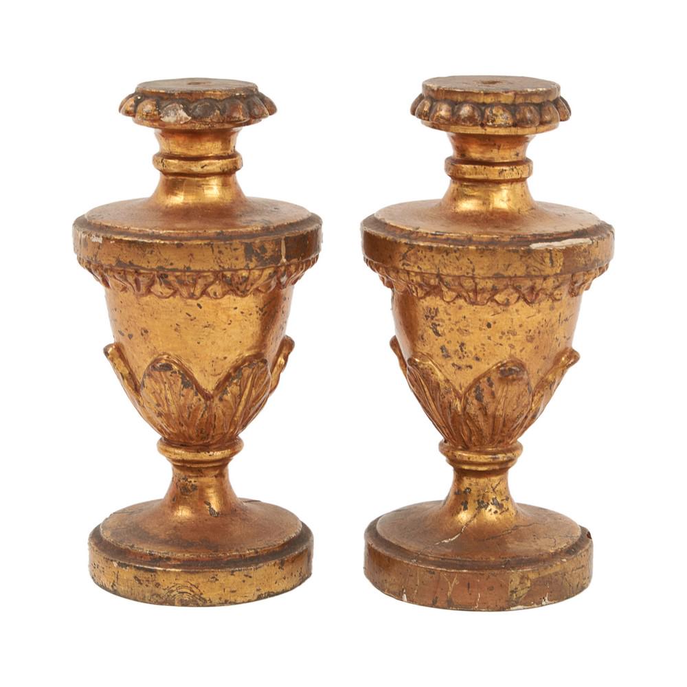 COPPIA PIGNE Luigi XVI in legno dorato ad argento a (1 of 1)