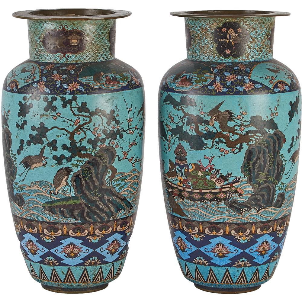 COPPIA VASI in porcellana cloisonnÃ¨. Cina XIX secolo (1 of 1)