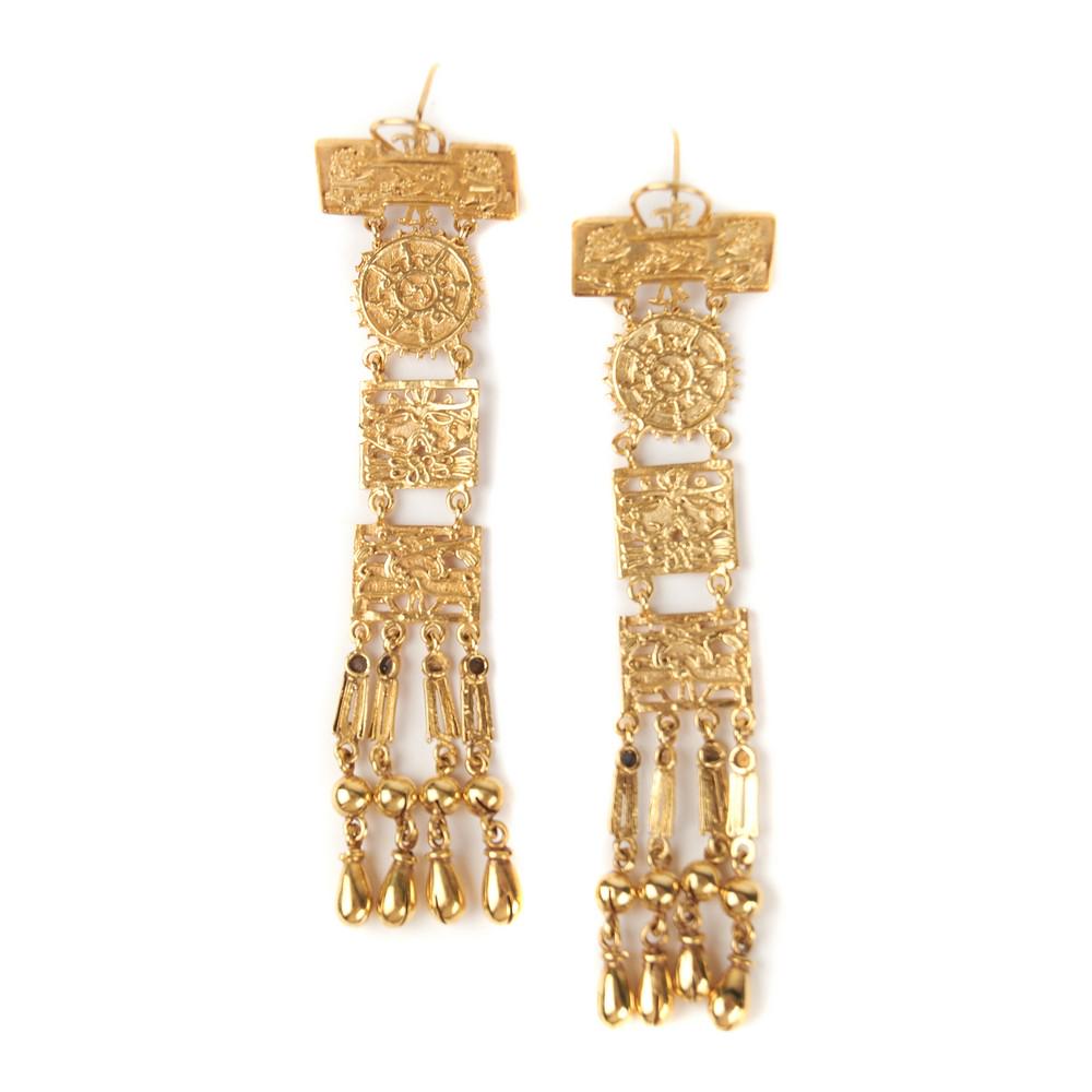 COPPIA ORECCHINI pendenti in oro giallo 14 kt (gr. 12). (1 of 1)