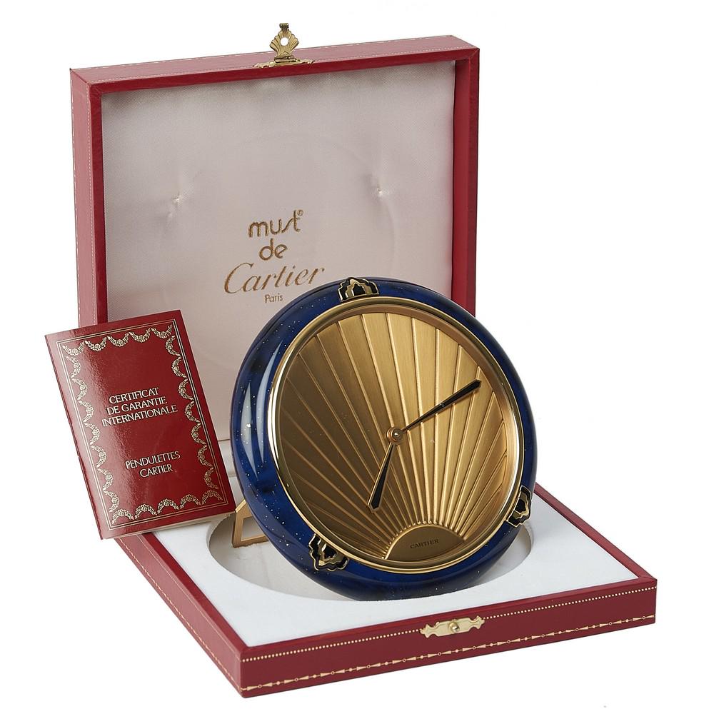 CARTIER 1980 OROLOGIO da tavolo con smalti e placcatura (1 of 1)