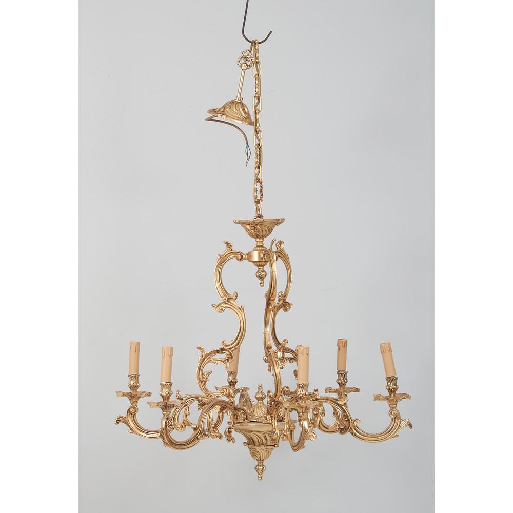 LAMPADARIO a sei luci in ottone dorato. Italia metà (1 of 1)