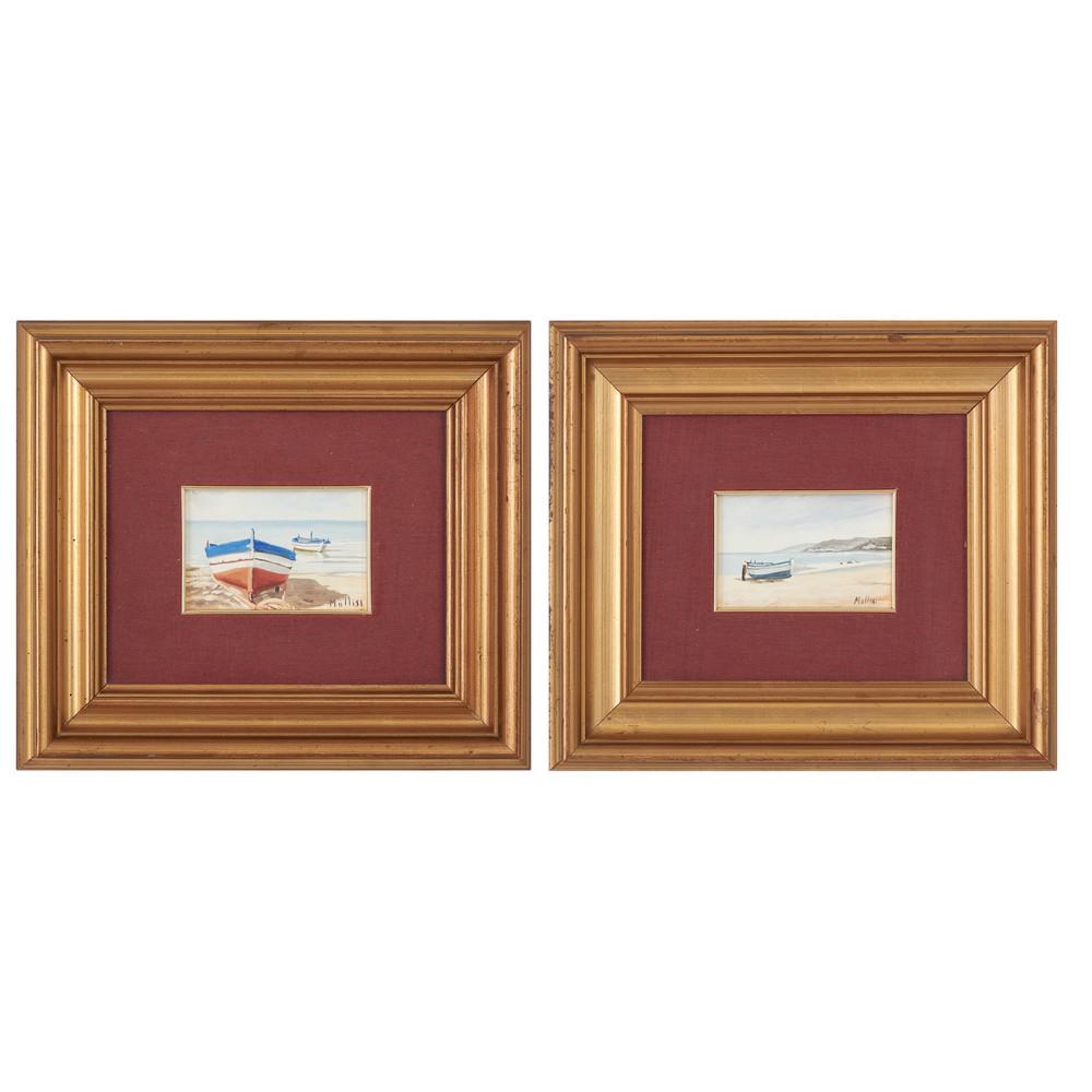 VITO MOLLISI Due oli su tavoletta: VITO MOLLISI (Partinico PA 1947 - 2018) Due oli su tavoletta "Scorcio marino" firmati in basso. cm 10 x 15.