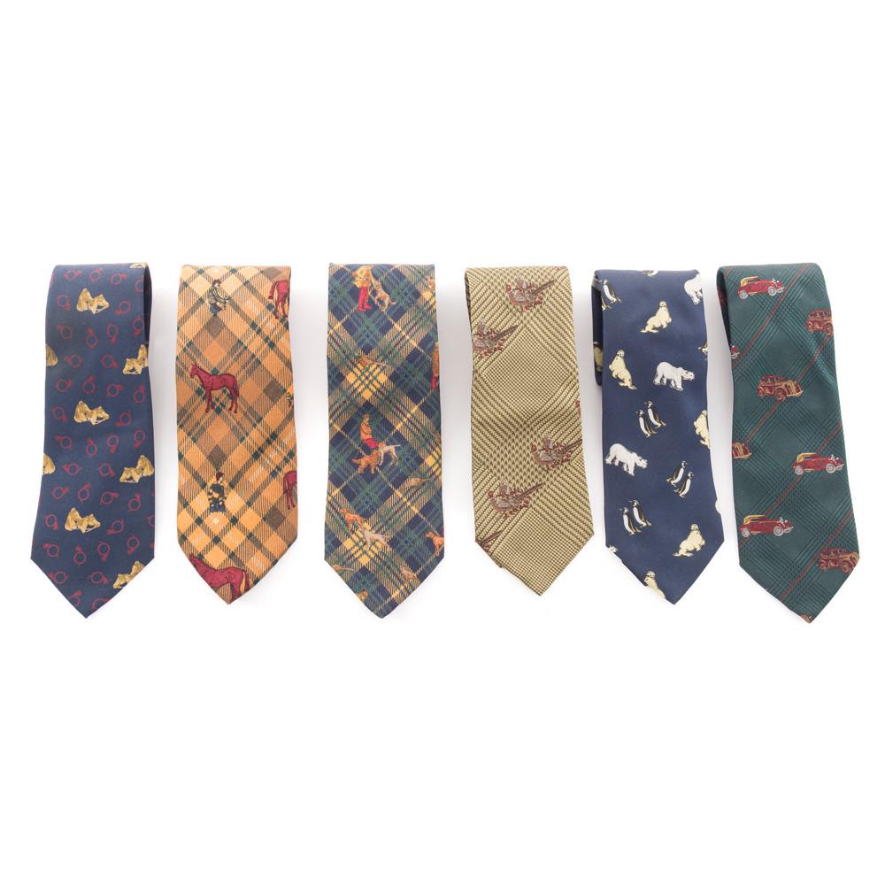 ETRO GRUPPO SEI CRAVATTE: ETRO GRUPPO SEI CRAVATTE Cravatte Etro in seta e lana a motivo animale. B