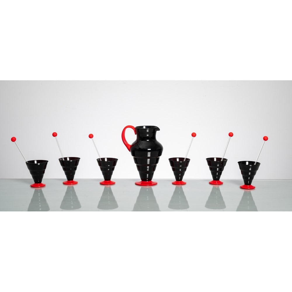 NAPOLEONE MARTINUZZI, Una caraffa con sei bicchieri in vetro (1 of 1)