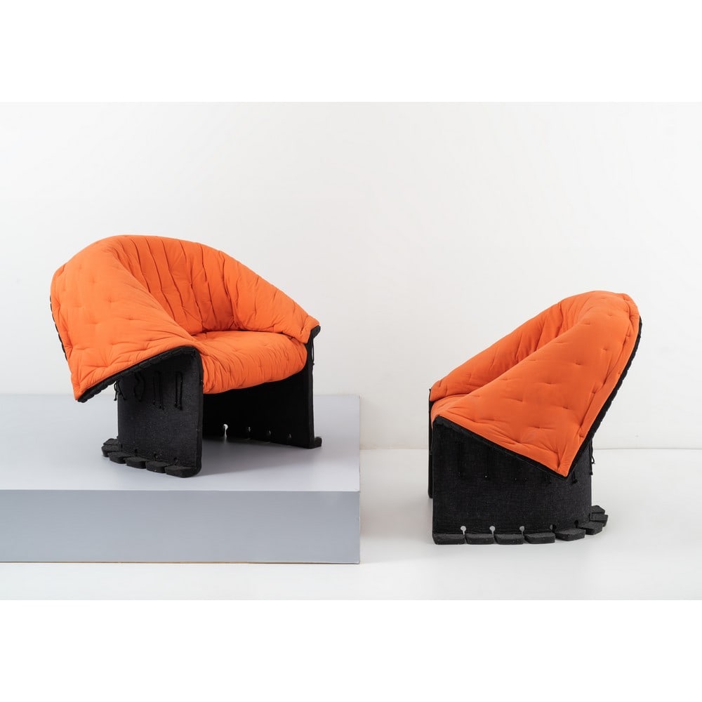 GAETANO PESCE, Coppia poltrone serie “I Feltri” modello “357” (1 of 2)