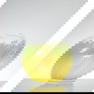 LUDOVICO DIAZ DE SANTILLANA, Lampada da tavolo &#8220;Anemone&#8221;: LUDOVICO DIAZ DE SANTILLANA Produzione Venini 1979 ca. Lampada da tavolo ad una luce modello &#8220;Anemone&#8221;, struttura in metallo cromato con diffusore globulare in vetro soffiato con inclusion