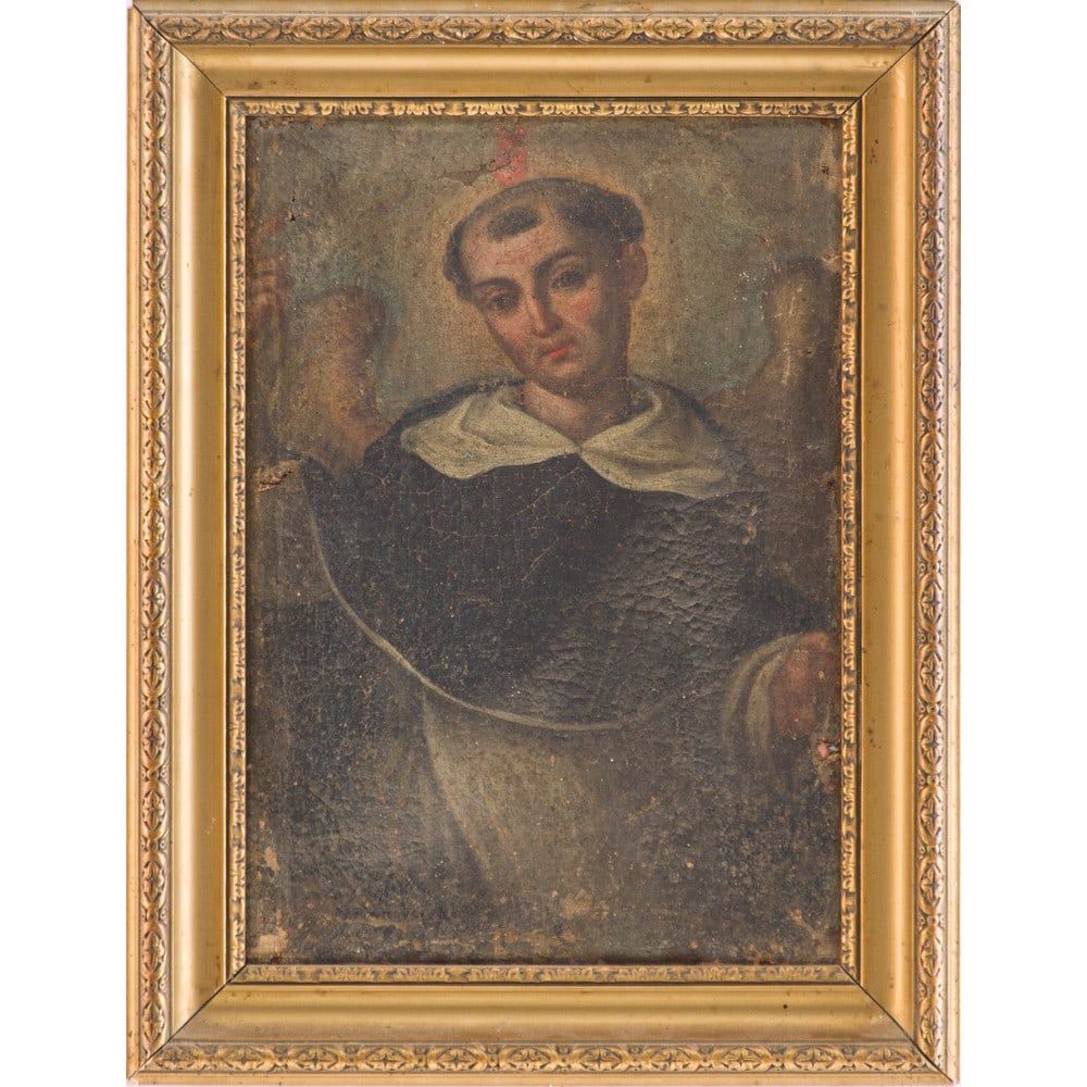 FRANCESCO SOLIMENA (Attr.le), Olio su tela: FRANCESCO SOLIMENA (Attr.le) (Canale di Serino 1657 – Barra 1747) San Vincenzo Ferreri Olio su tela Provenienza: Nobile famiglia siciliana. cm 37 x 26.