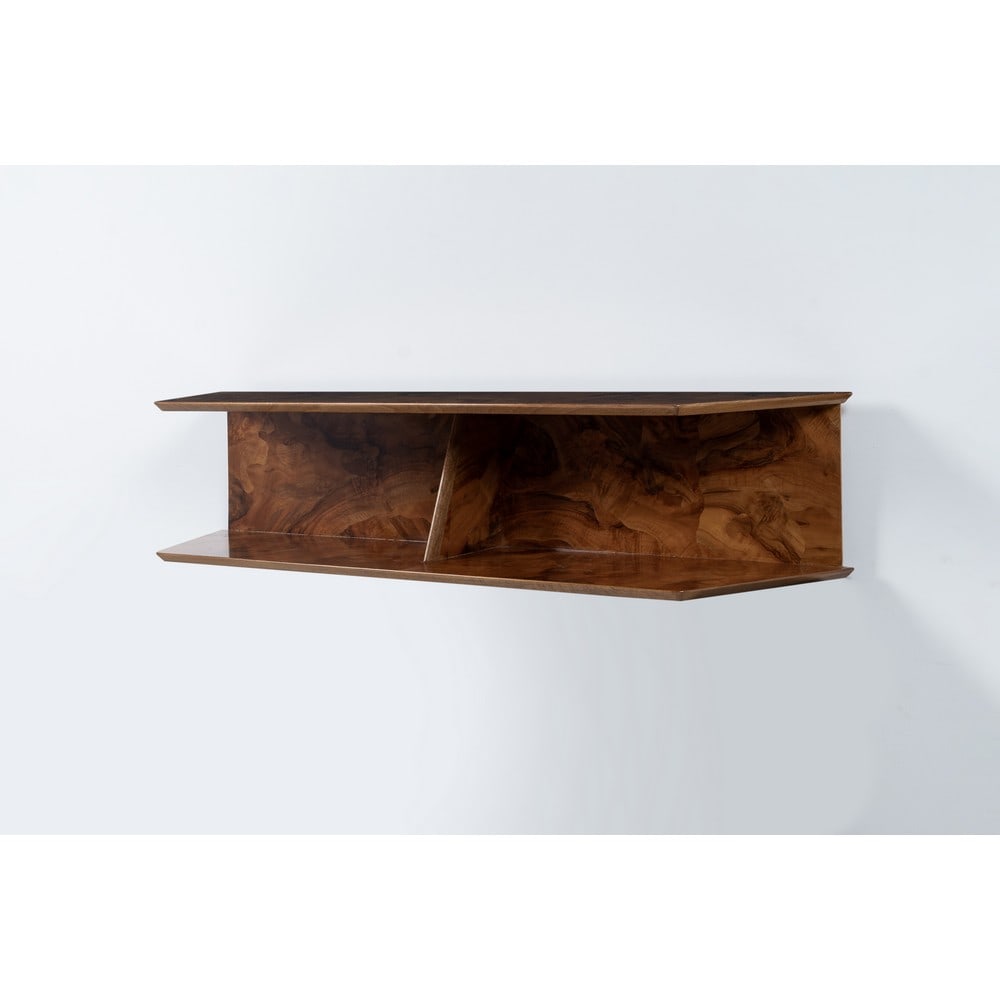 GIO PONTI, Consolle pensile: GIO PONTI Produzione Italia 1954 ca. Consolle pensile (parete cruscotto) in radica di noce, due ripiani con sostegno centrale, disegno realizzato per l'Hotel Royal di Napoli. cm 147 x 36 Alt. 32. Bibl