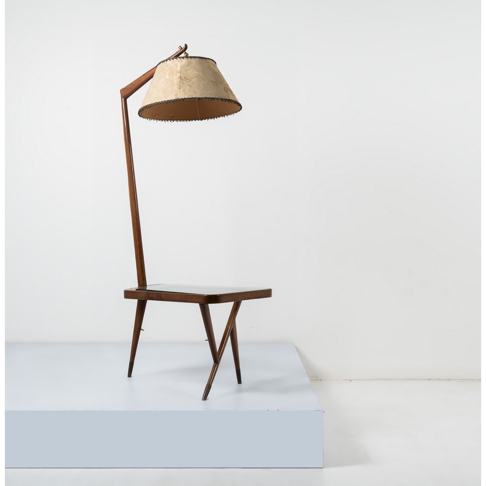 PRODUZIONE ITALIANA 1950 ca., Lampada da terra con tavolo (1 of 1)