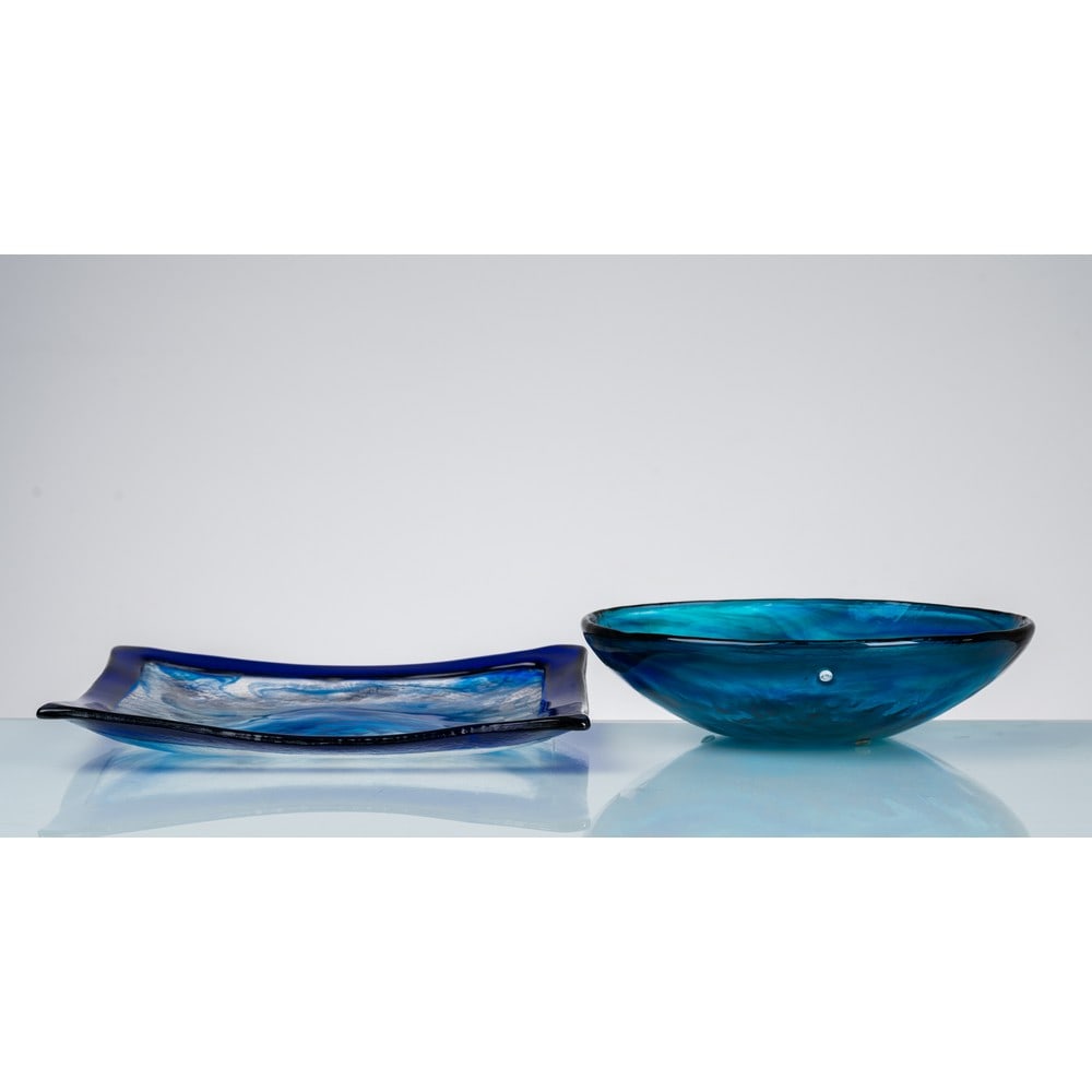 LA MURRINA, Piatto quadrato ed una coppa in vetro (1 of 2)