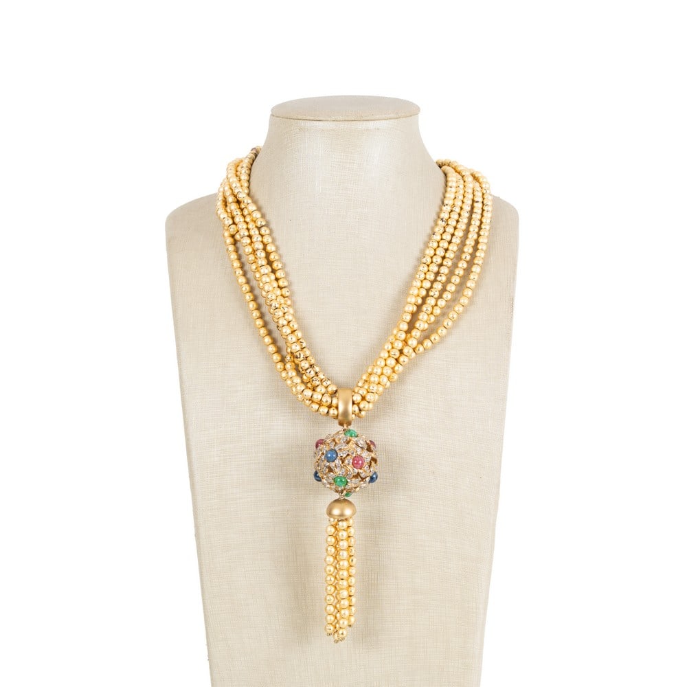 VALENTINO GARAVANI. Collana a cinque fili di perle dorate (1 of 3)