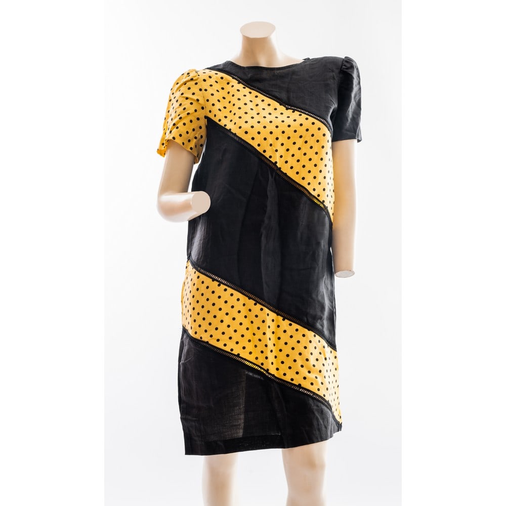 VALENTINO, Abito in lino nero decorato (1 of 1)