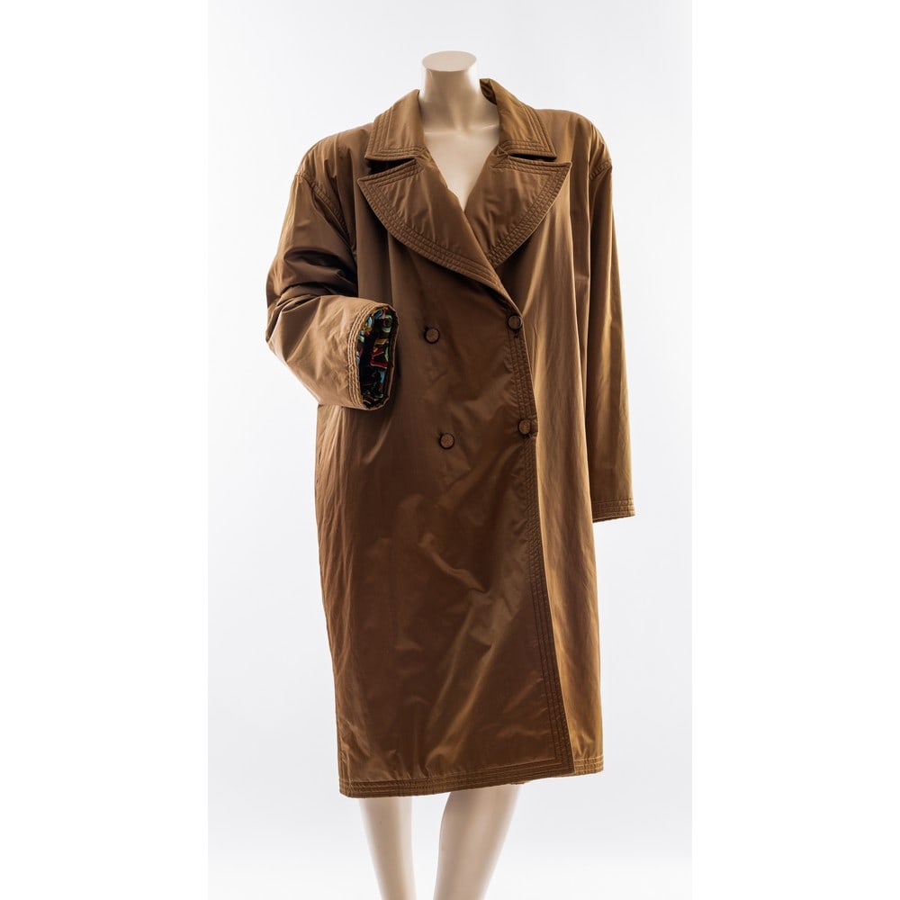 EMANUEL UNGARO, Impermeabile in raso di seta marrone (1 of 2)