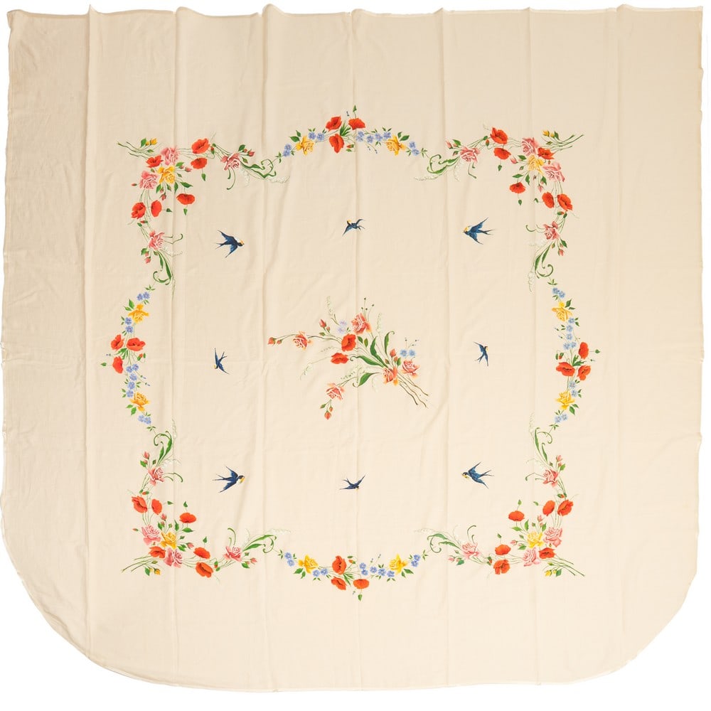 PRODUZIONE ITALIANA 1950 ca., Copriletto in puro lino decorato (1 of 1)