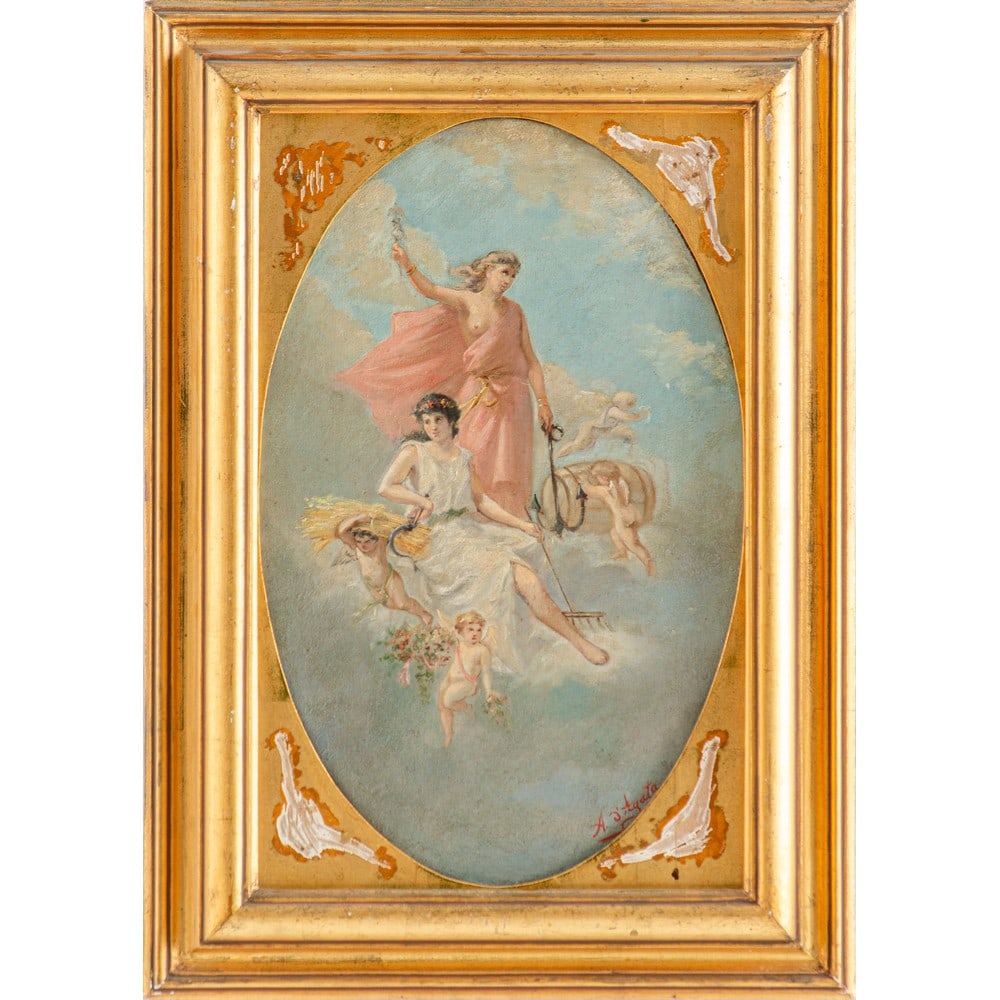 ANGELO D'AGATA, Olio su tela ovale (1 of 2)