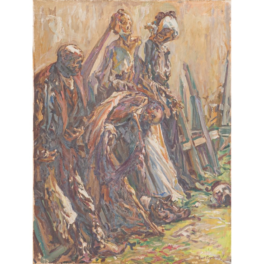 KURT LEYDE, Olio su tela: KURT LEYDE (Berlino 1881 – 1941) Le mummie della chiesa dei Cappuccini di Palermo (Memento Mori) - 1913 Olio su tela Firma in basso a destra Pittore tedesco raffinato e di grande qualità ch