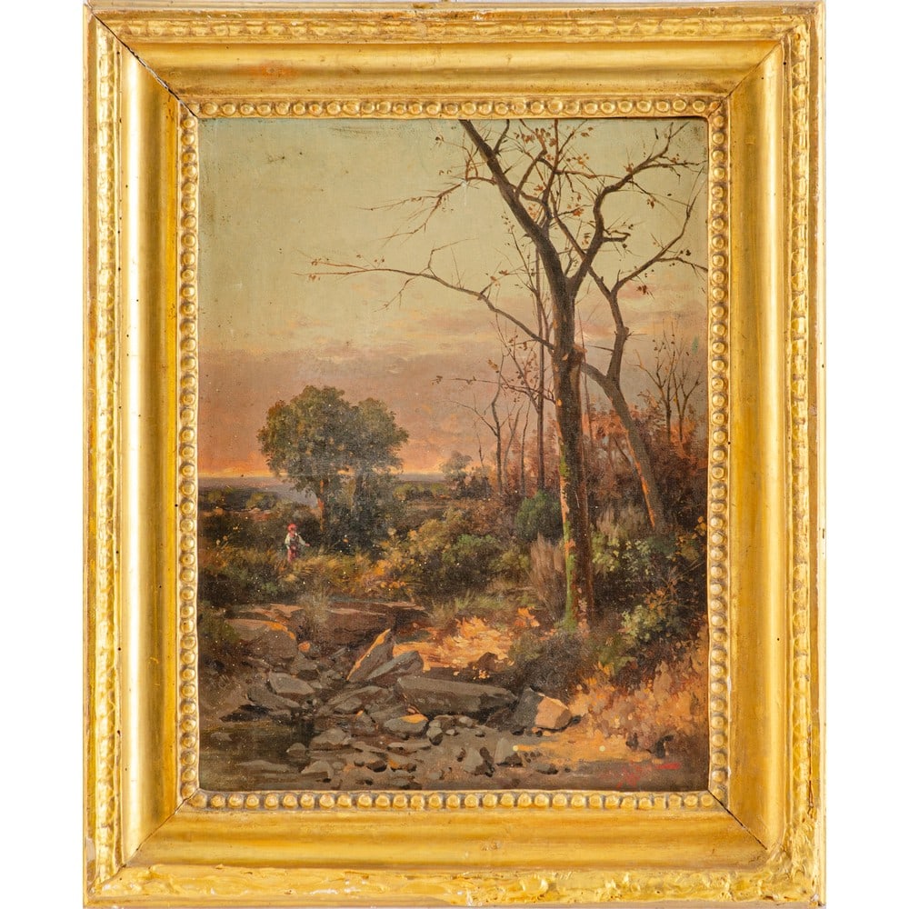 PITTORE FRANCESE XIX SECOLO (Scuola di Barbizon), Olio tela (1 of 2)