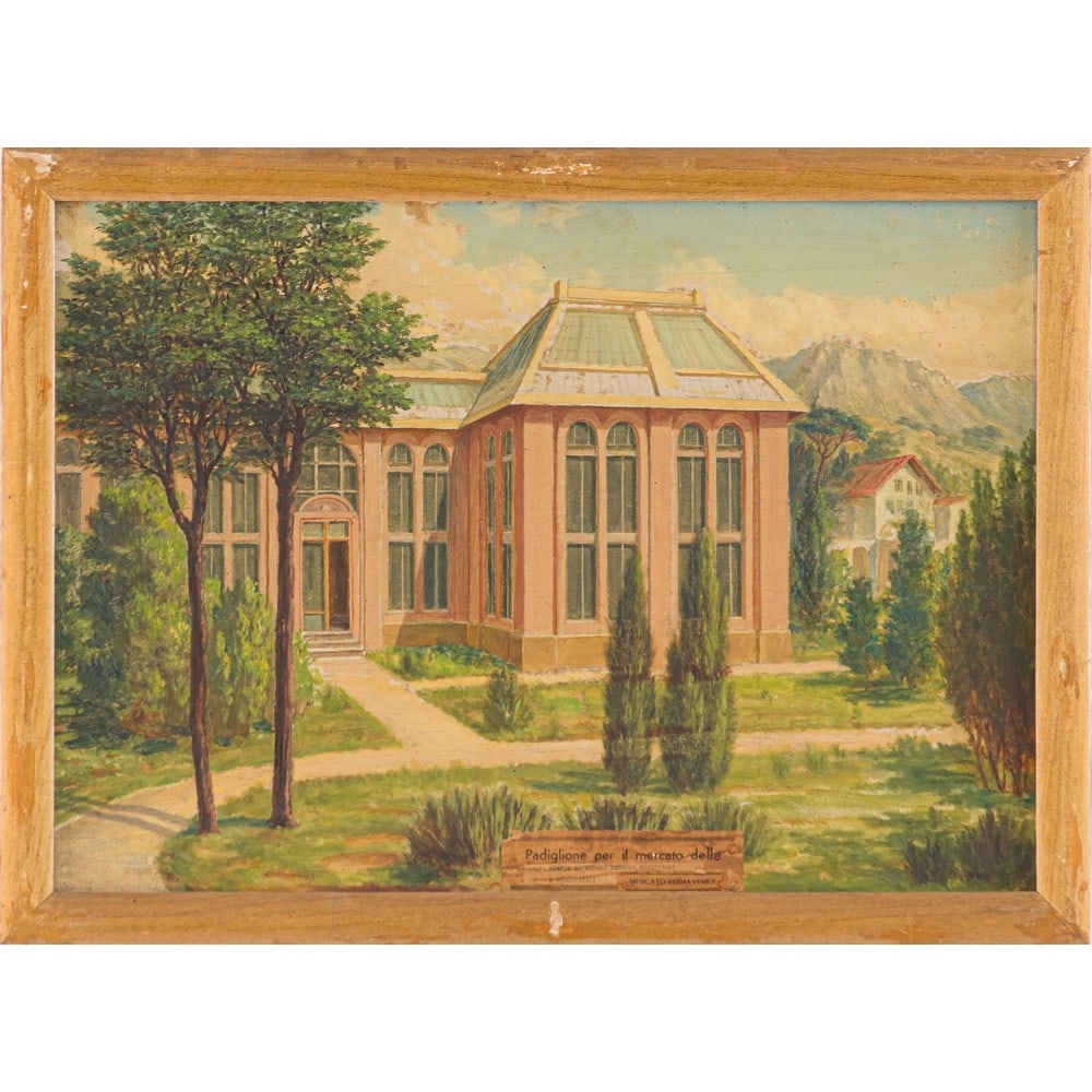 FRANCESCO LODATO, Tredici oli su vari supporti: FRANCESCO LODATO (Castrogiovanni 1881 – Enna 1961) Padiglioni Fiera dell’Agricoltura (forse Palermo 1933) Tredici oli su vari supporti, alcuni firmati Probabilmente altre firme sono occult