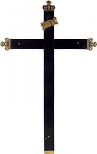 CROCE in legno ebanizzato con puntali in bronzo. Fine: CROCE in legno ebanizzato con puntali in bronzo. Fine '700 Misure: cm 42 x 68