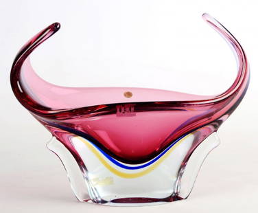 VASO in vetro Murano. XX secolo Misure: h cm 30: VASO in vetro Murano. XX secolo Misure: h cm 30