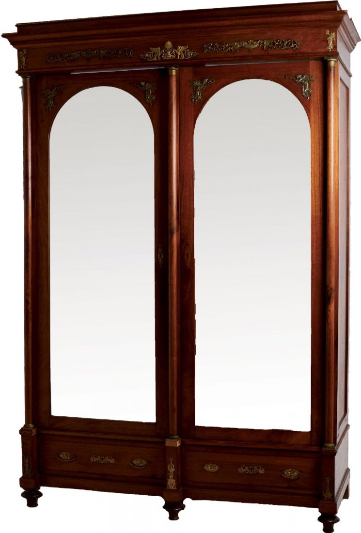 ARMADIO stile Impero a due ante in mogano. Sicilia: ARMADIO stile Impero a due ante in mogano. Sicilia fine '800 Misure: cm 160 x 59 x h 241