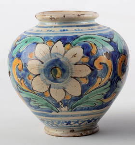 BOCCIA in ceramica smaltata e decorata.  Caltagirone