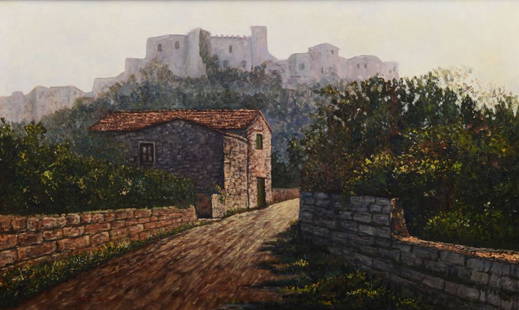 BINO SCHIAVO OLIO su tela "castello di Carini". XX: BINO SCHIAVO OLIO su tela "castello di Carini". XX secolo Misure: cm 104 x 63