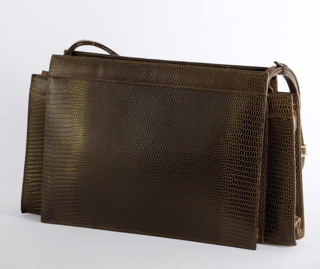LAURA BIAGIOTTI BORSA in pelle marrone, manici lunghi.: LAURA BIAGIOTTI BORSA in pelle marrone, manici lunghi. Anni '80