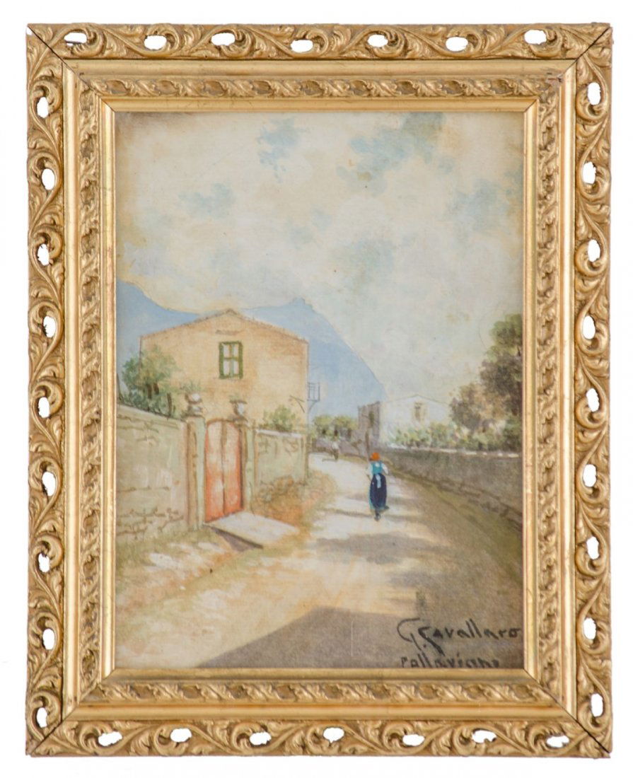 G. CAVALLARO ACQUARELLO "strada di campagna con (1 of 1)