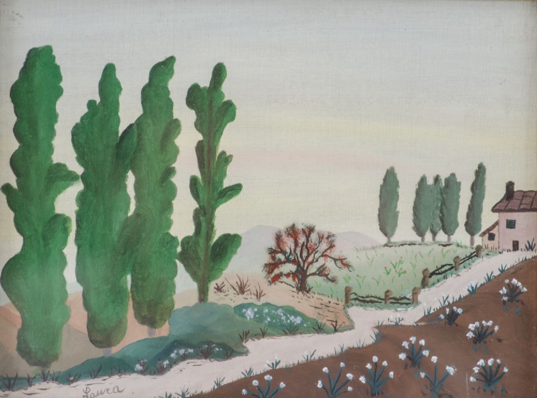 LAURA MORRICHINI OLIO su cartone telato "paesaggio con (1 of 1)