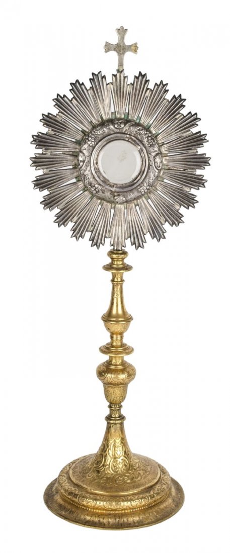 OSTENSORIO in argento e rame sbalzato dorato ad oro (1 of 1)