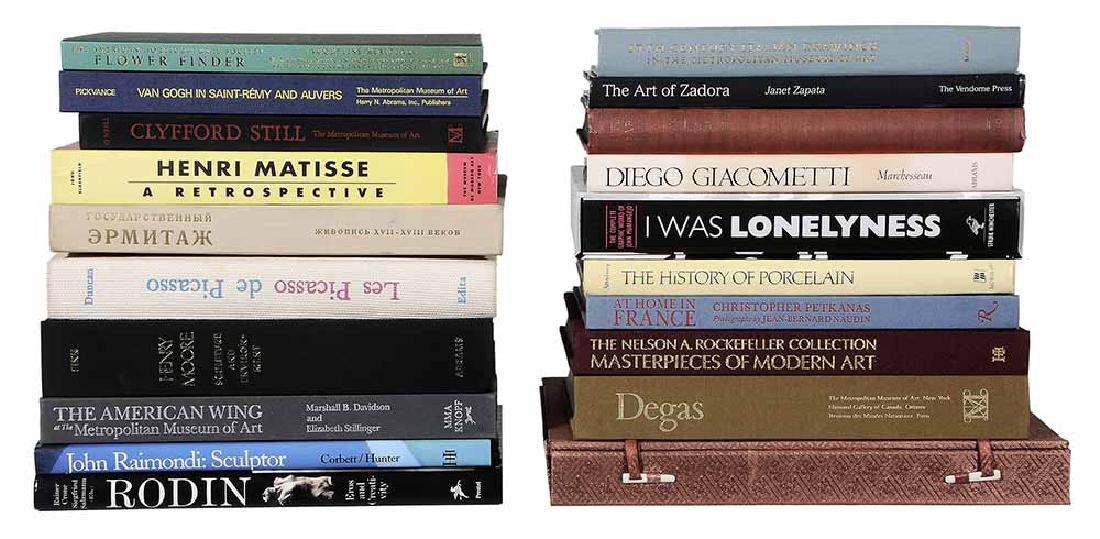 21 Books on Fine Art: including books on Matisse, Clyfford Still, Van Gogh, Picasso, Henry Moore, O'Keeffe, etc., mostly hardcover. Provenance: Property from a Palm Beach, Florida Estate