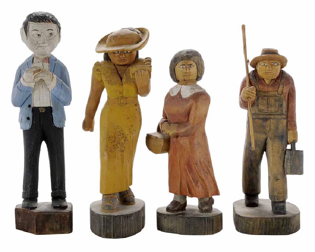 Group of Four Folk Art Woodcarvings (1 of 5)