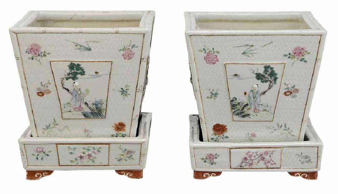 Pair Famille Rose Porcelain Cachepots (1 of 8)