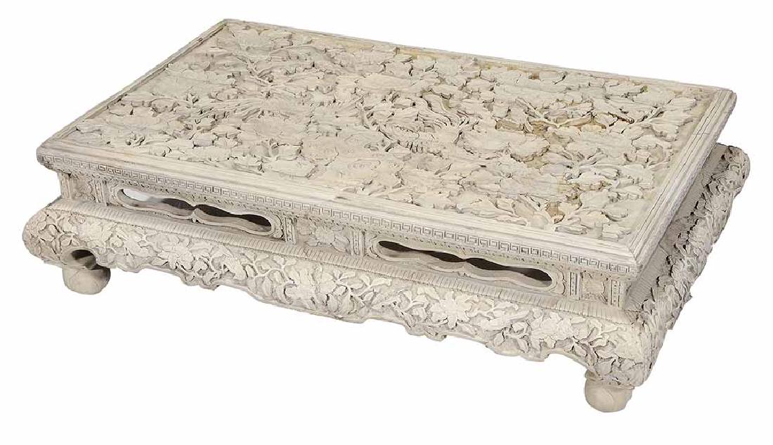 Carved White Cinnabar Low Table (1 of 1)