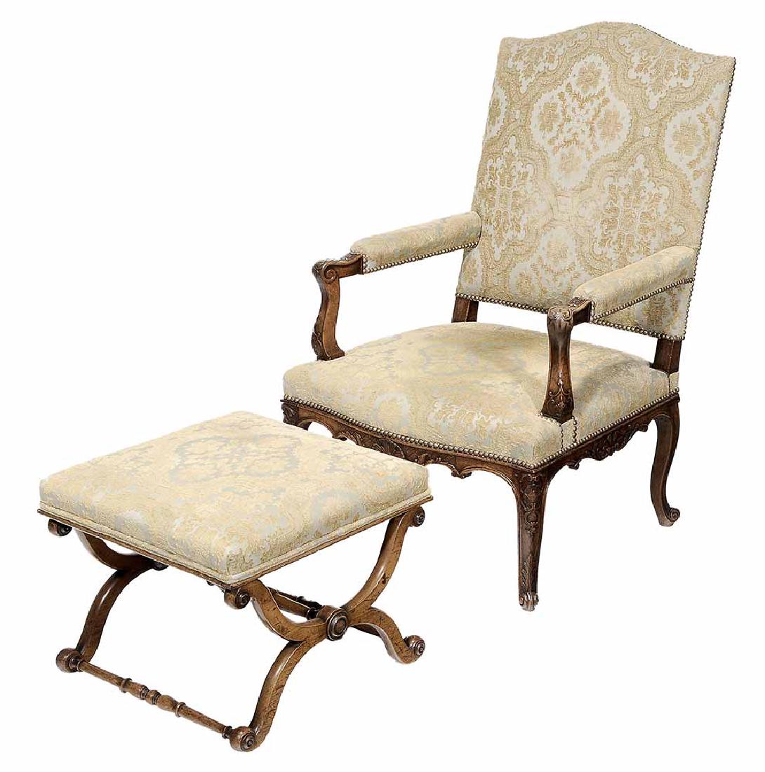 Louis XV Style Carved Walnut Open-Arm (1 of 1)