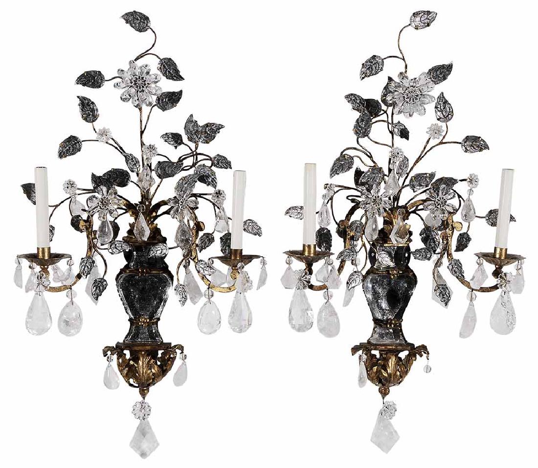 Large Pair Rock Crystal and Glass Urn- (1 of 1)